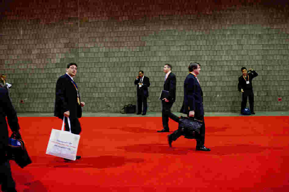 Convention attendees meander about at the Bio International Convention inside the Georgia World Congress Center in Atlanta.