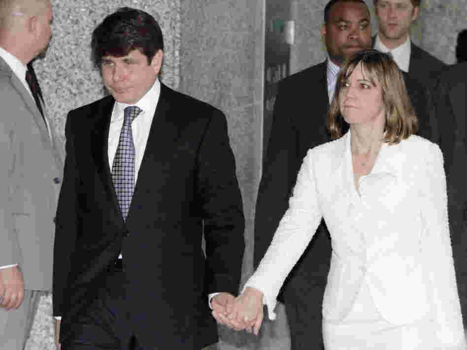 Former Illinois Gov. Rod Blagojevich leaves the federal courthouse in Chicago, Monday, June 27, 2011.
