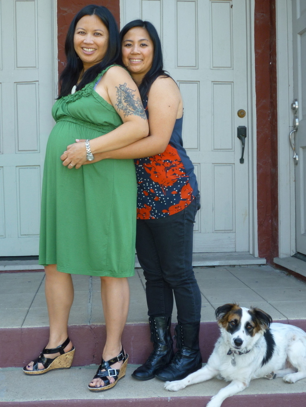 Jolivette and Charlyne with their dog, Ono