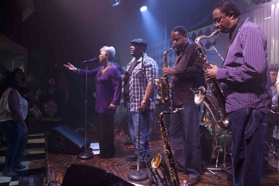 Wanda Rouzan, playing herself, sings her final notes with the Soul Apostles on Treme. Wanda Rouzan, playing herself, sings her final notes with the Soul Apostles on Treme.