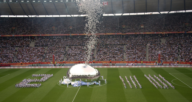 Sponsored By Jiffy Pop? Football balloons are released during the opening ceremony of the 2011 FIFA women's soccer World Cup, at Berlin's Olympic Stadium on June 26.