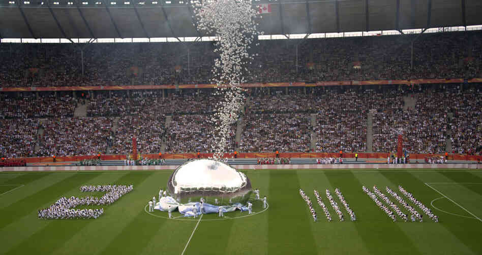 Sponsored By Jiffy Pop? Football balloons are released during the opening ceremony of the 2011 FIFA women's soccer World Cup, at Berlin's Olympic Stadium on June 26.