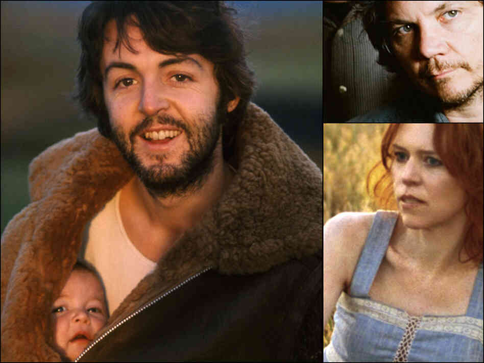 Clockwise from left: Paul McCartney circa 1970, Jeff Tweedy of Wilco, Gillian Welch.