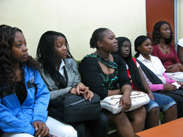 Young women who recently had abortions gather to learn about contraception at the  Maputo Central Hospital.