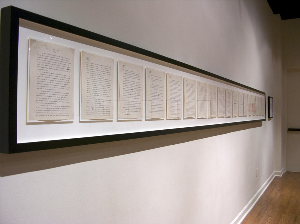Though most of Mitchell's manuscript was burned after her death, a few chapters survived. The last pages of the book — which Mitchell actually wrote first — are framed on the wall at the Atlanta  History Center. Click here for a closer look.