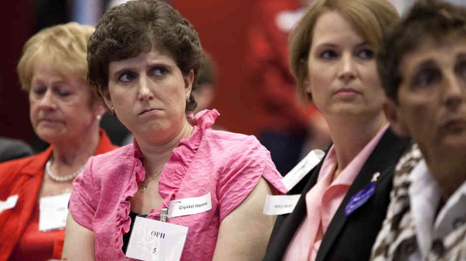 From left, Priscilla Howard, Crystal Hanna and Nancy Haunty, all breast cancer patients, listen at a Food and Drug Administration hearing on Avastin in Silver Spring, Md., on Tuesday.