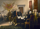 The Founding Fathers are depicted in the painting Declaration of Independence. The Founding Fathers are depicted in the painting Declaration of Independence.