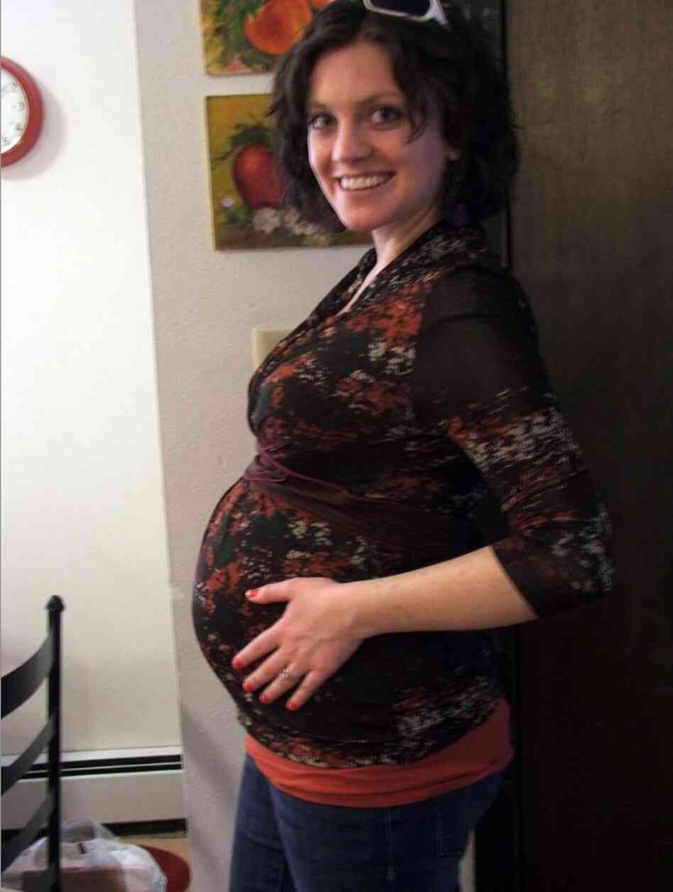 Lucy Peck at five months pregnant. She was excited to buy maternity clothes, calling it "the best day ever."