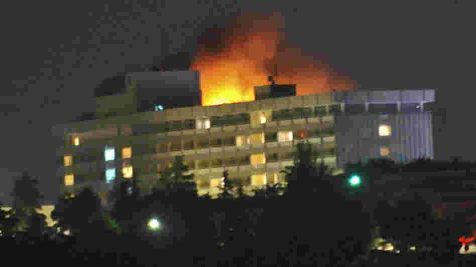 Fire broke out in Kabul's Inter-Continental Hotel on Tuesday during the attack.
