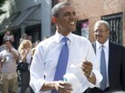 President Obama eats an Italian ice during an unannounced stop in Philadelphia where he attended political fundraisers. President Obama eats an Italian ice during an unannounced stop in Philadelphia where he attended political fundraisers.