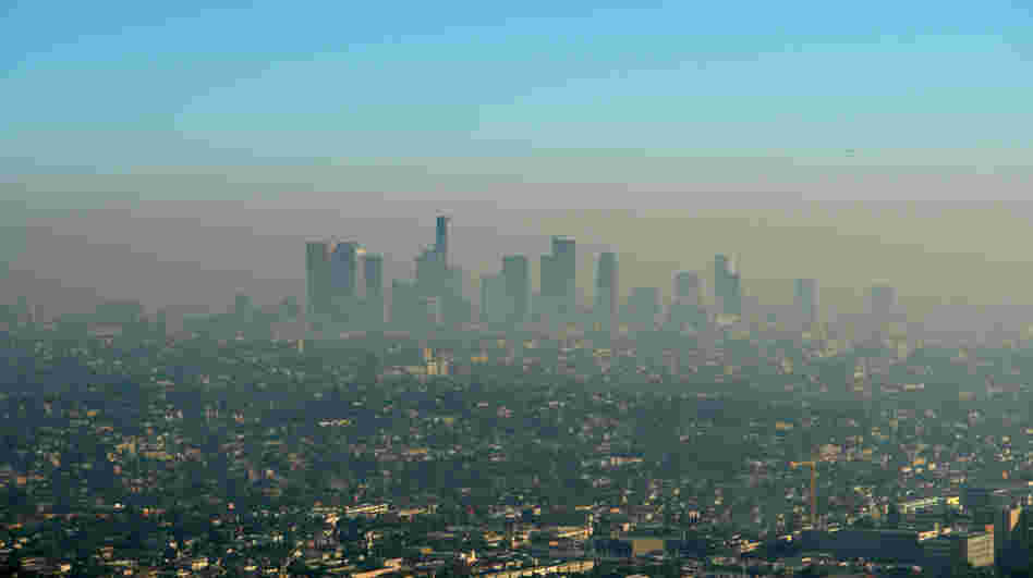Can building exteriors really eat smog in cities like Los Angeles, pictured here?