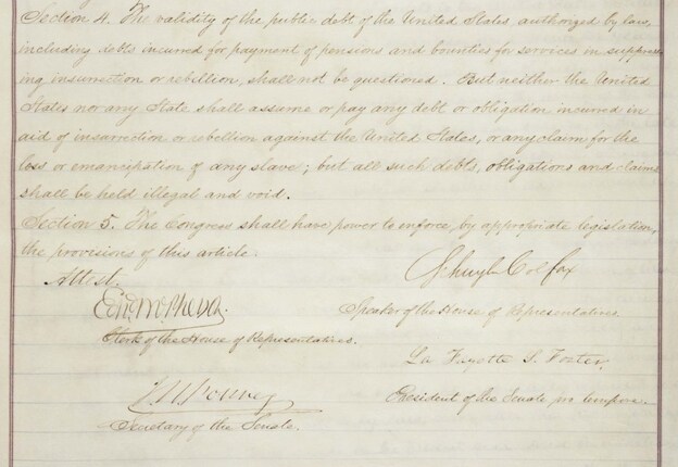 14th Amendment signature page.