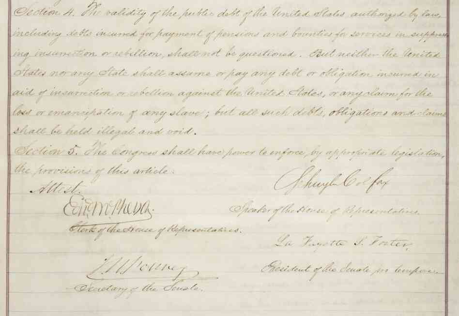 14th Amendment signature page.