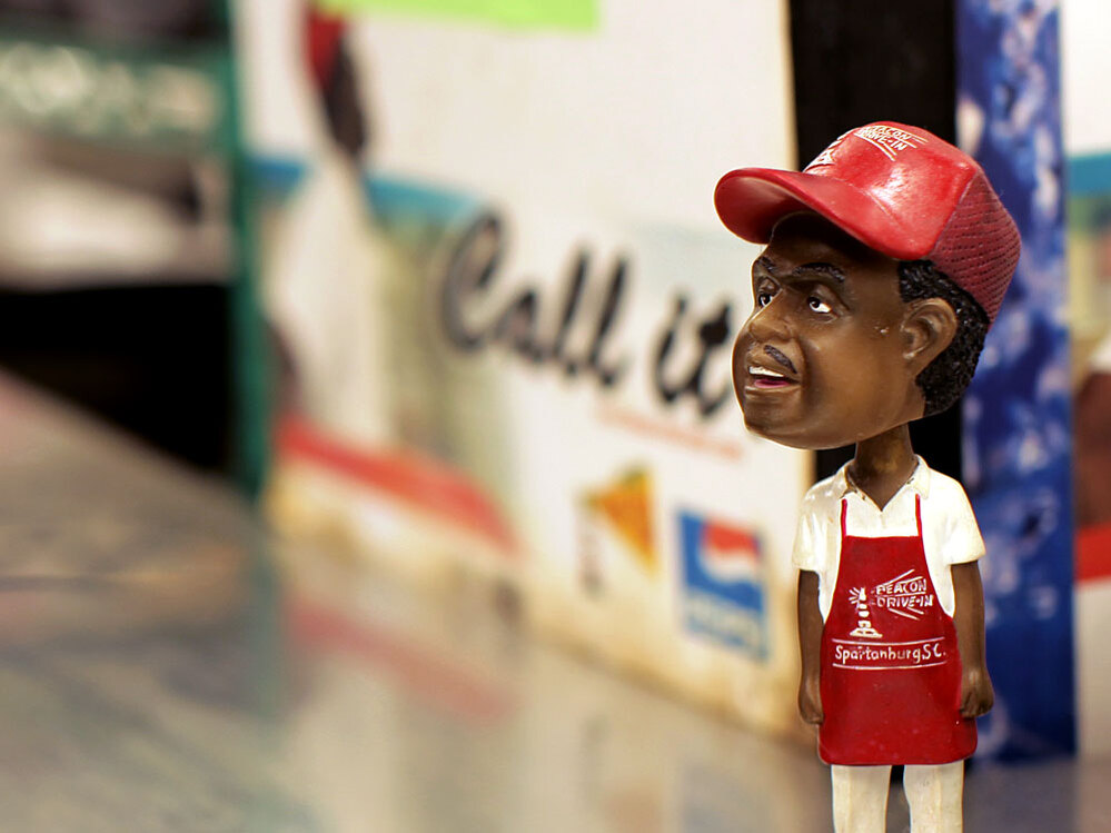 A small figurine of famed counterman J.C. Stroble is shown at The Beacon.