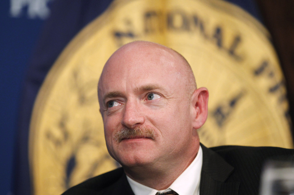 NASA Space Shuttle astronaut Capt. Mark Kelly at a luncheon at the National Press Club in Washington.