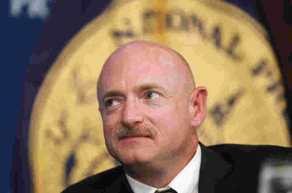 NASA Space Shuttle astronaut Capt. Mark Kelly at a luncheon at the National Press Club in Washington.