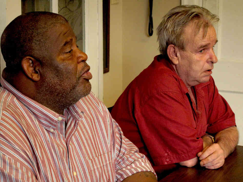 Steve Thomas (left) and George Siletti are members of the National Coalition for the Homeless' speakers bureau.