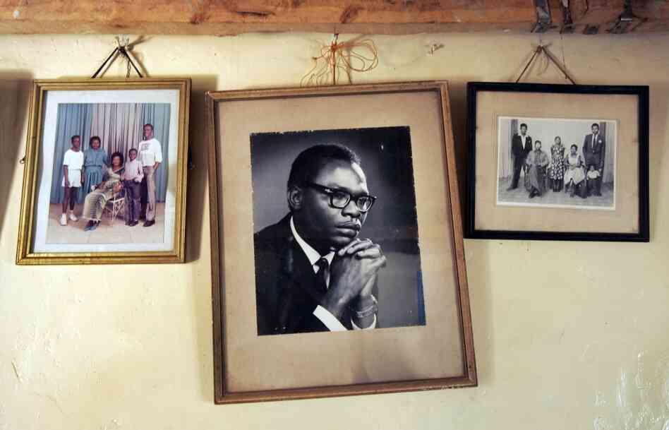 A photograph of Barack Obama's father hangs on the wall of his grandmother Sarah Hussein Obama's house in the Kenyan village of Kogelo.