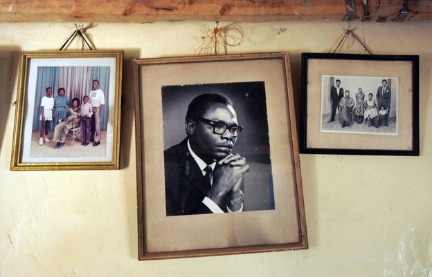 A photograph of Barack Obama's father hangs on the wall of his grandmother Sarah Hussein Obama's house in the Kenyan village of Kogelo.