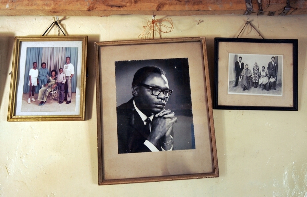 A photograph of Barack Obama's father hangs on the wall of his grandmother Sarah Hussein Obama's house in the Kenyan village of Kogelo.
