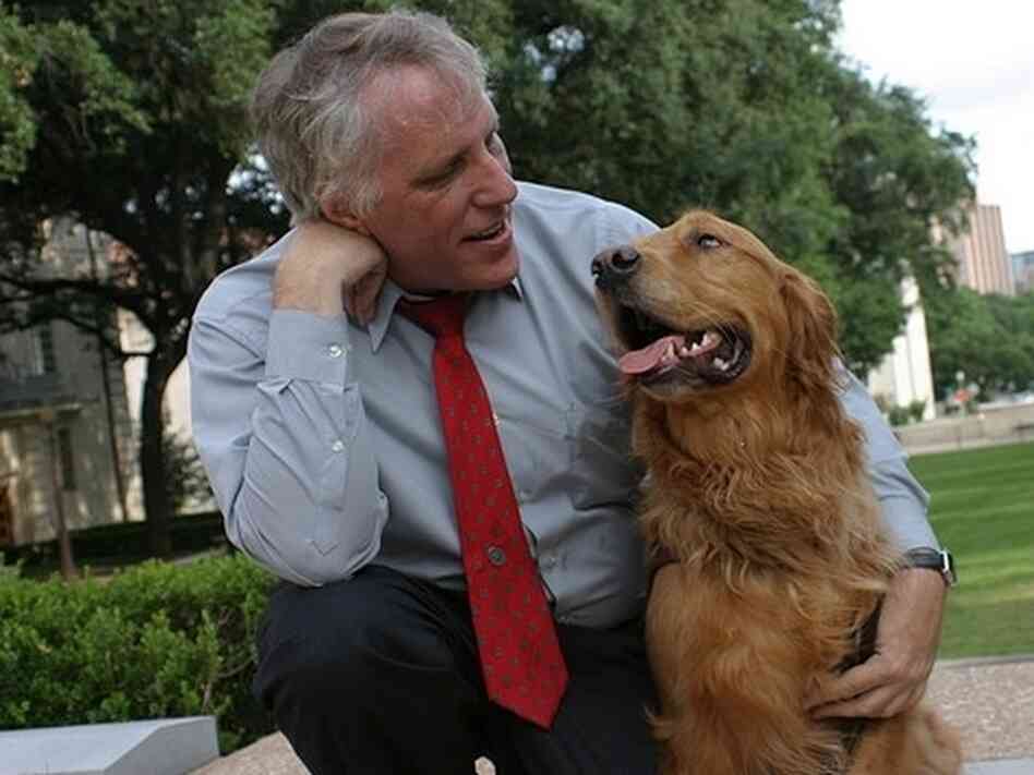 Guide Dogs Acting President Morgan Watkins with his guide dog, Will. Guide Dogs Acting President Morgan Watkins with his guide dog, Will.