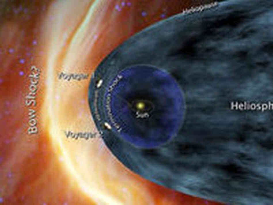Voyager spacecraft plunging into turbulence where the solar wind encounters the interstellar medium. Voyager spacecraft plunging into turbulence where the solar wind encounters the interstellar medium.