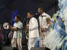 Albert Lambreaux (Clarke Peters), Donald Harrison and Delmond Lambreaux (Rob Brown) perform with Mardi Gras Indians at the New Orleans Jazz and Heritage Festival, on Treme.
