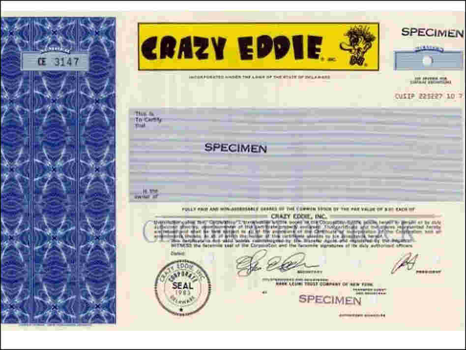 Crazy Eddie Stock Certificate