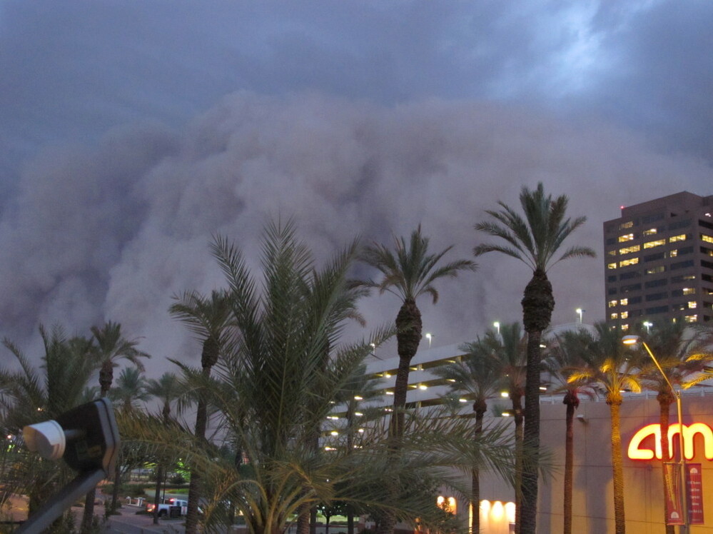 A dust storm known as a "habub" rolled over downtown Phoenix on Tuesday night (July 5, 2011), bringing strong winds and low visibility.