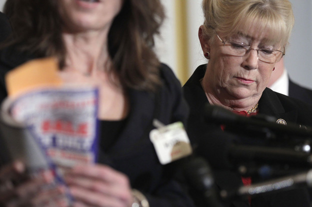 Democratic Rep. Carolyn McCarthy of New York attends a news conference on gun control, in Washington on Jan. 18.
