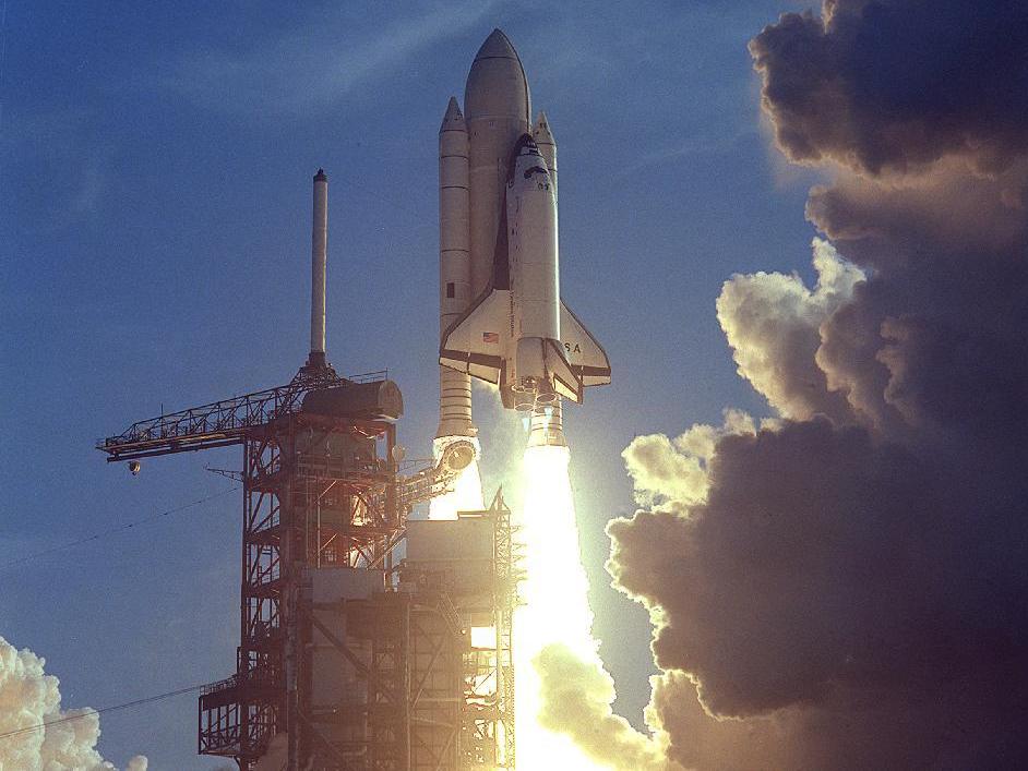 The first space shuttle mission was launched on April 12, 1981.