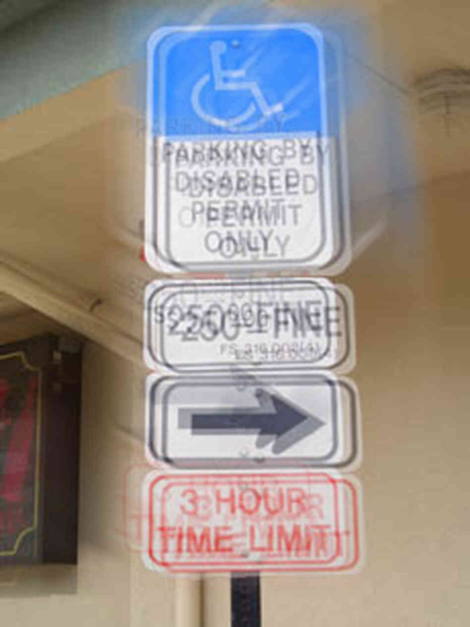 A simulation of what street signs look like to someone with keratoconus. A simulation of what street signs look like to someone with keratoconus.