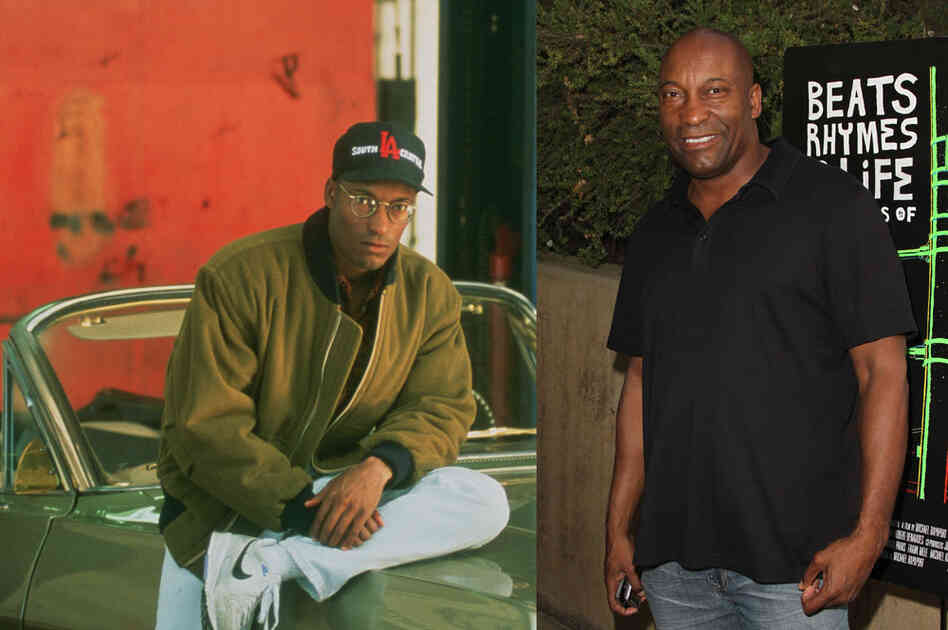 Singleton, at left on the set in 1991, won two Oscar nominations – for best director and best original screenplay – for Boyz N The Hood. At right, the director in Los Angeles last month. Singleton's most recent film was 2005's Four Brothers, which starred Mark Wahlberg and Andre Benjamin. Credits: Sony Pictures Home Entertainment and Valerie Macon/Getty Images