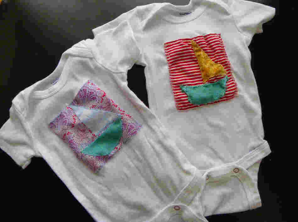 Sailboat onesies made by Emily Grace Whebbe. She is still searching for a name for her soon-to-be-born daughter.