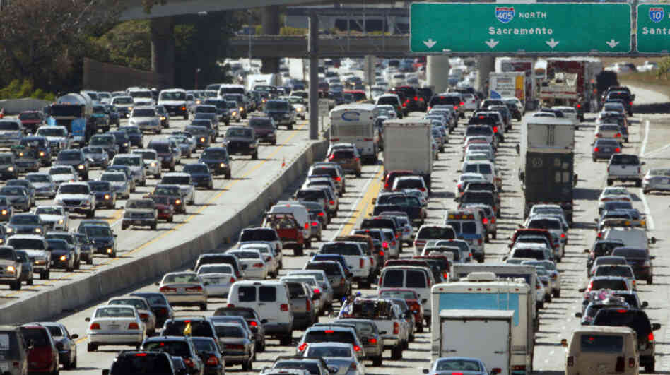 Bumper-to-bumper traffic plagues Interstate 405 near Los Angeles. The freeway will be closed for 53 hours starting Friday for a billion-dollar widening  project.