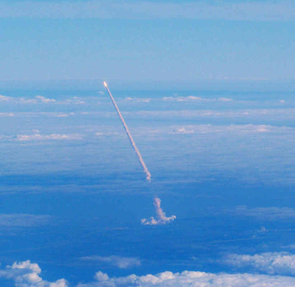 STS-129, Atlantis, Nov., 2009"I am a flight attendant with Southwest Airlines. Passengers boarding the plane that morning were asking if they might see the Atlantis shuttle launch en route from Baltimore to Ft. Myers, Fla. Our captain determined the time would be just about right to put us 60 miles west of Cape Kennedy.  I had my good camera, and he invited me to come to the cockpit abou...