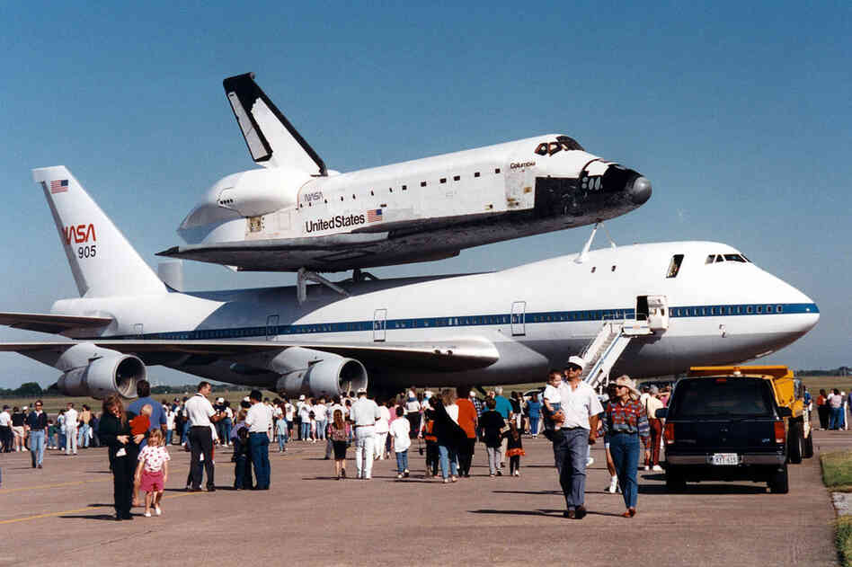 STS-4, Columbia, July, 1982:"Space shuttle Columbia stopped overnight at Ellington Field in Houston on the way back to Florida after landing in California, and the public was invited to tour the Shuttle Carrier Aircraft. Security was much looser back in the early 80's.In those years I worked in Bldg 4 at the Johnson Space Center, developing software used for planning and scheduling train...