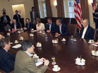 President Obama meets with congressional leadership in the Cabinet Room of the White House on Sunday to discuss the debt. President Obama meets with congressional leadership in the Cabinet Room of the White House on Sunday to discuss the debt.
