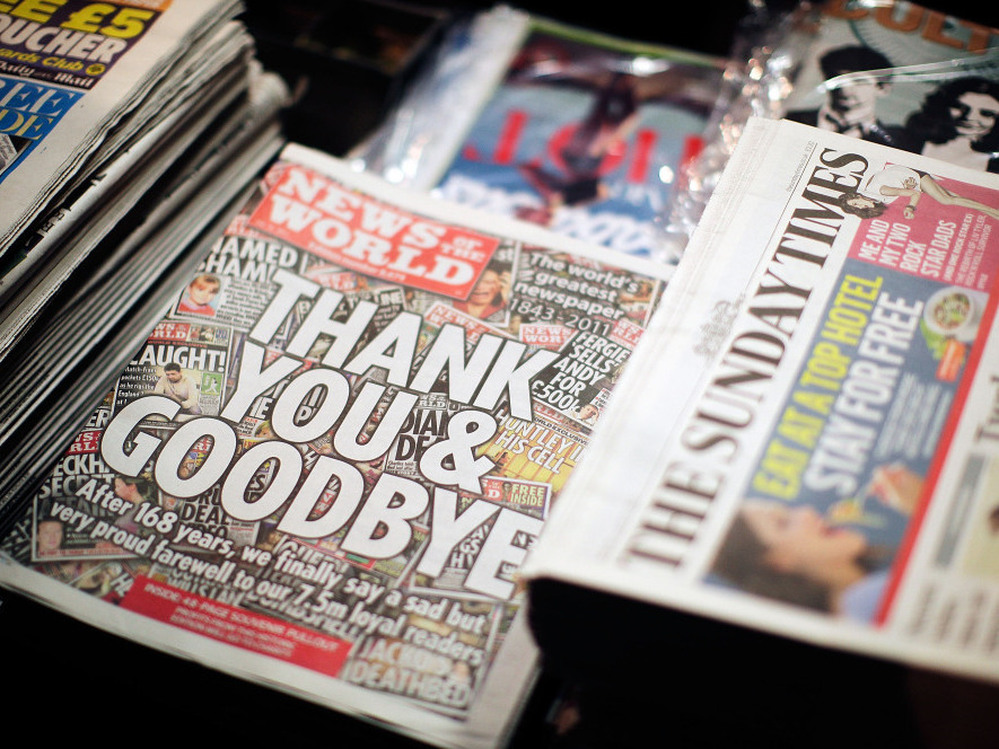 The scandal prompted News International to fold News of the World. Sunday's issue was the 168-year-old newspaper's last.
