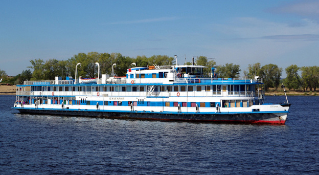 A picture taken on Sept. 11, 2010, shows the Bulgaria river cruiser heading along the Volga River near the city of Samara. More than 200 people were believed to be aboard the Bulgaria when it sank Sunday — nearly 75 percent more than the 120 the boat was licensed to carry, officials said.