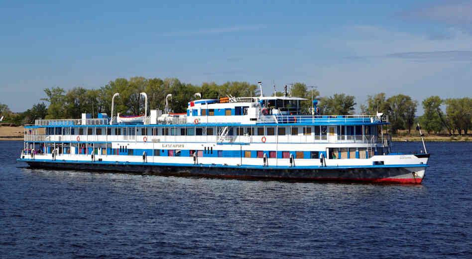 A picture taken on Sept. 11, 2010, shows the Bulgaria river cruiser heading along the Volga River near the city of Samara. More than 200 people were believed to be aboard the Bulgaria when it sank Sunday — nearly 75 percent more than the 120 the boat was licensed to carry, officials said.