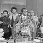 Mayor Richard Hatcher of Gary, Ind., addresses the press at the opening of the National Black Political Convention, March 10, 1972. Rev. Jesse Jackson is second from left. Mayor Richard Hatcher of Gary, Ind., addresses the press at the opening of the National Black Political Convention, March 10, 1972. Rev. Jesse Jackson is second from left.