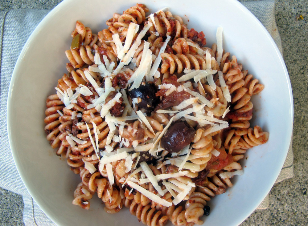 Fusilli With Fresh Herbs And Chopped Olives