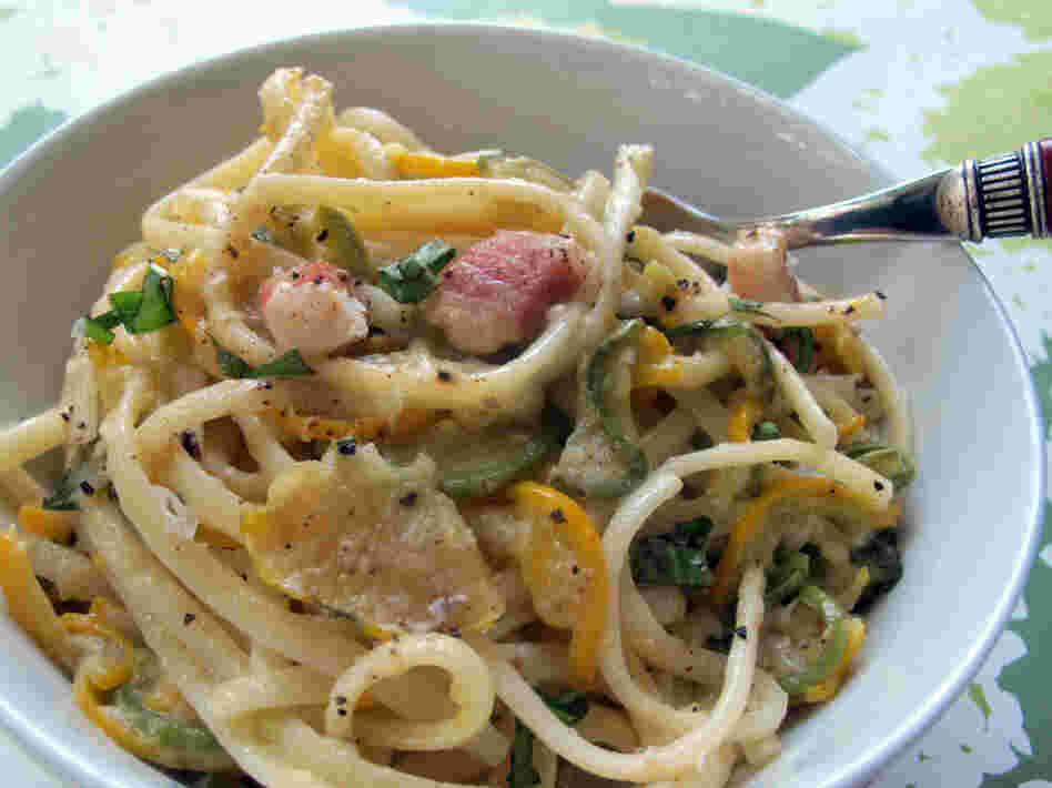 Linguine With Slow-Cooked Zucchini, Basil And Cream