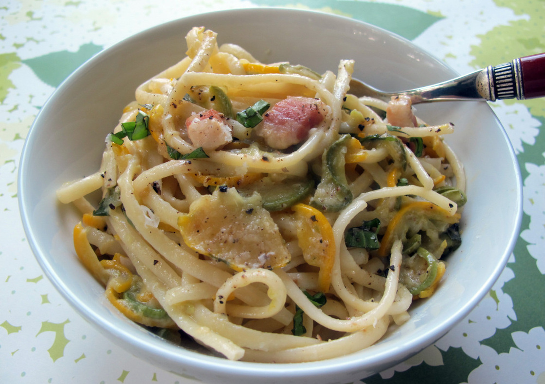 Linguine With Slow-Cooked Zucchini, Basil And Cream