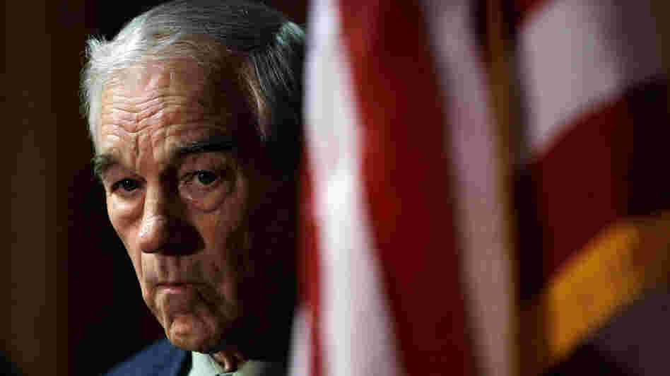 Rep. Ron Paul waits to speak at a news conference in April in Des Moines, Iowa.