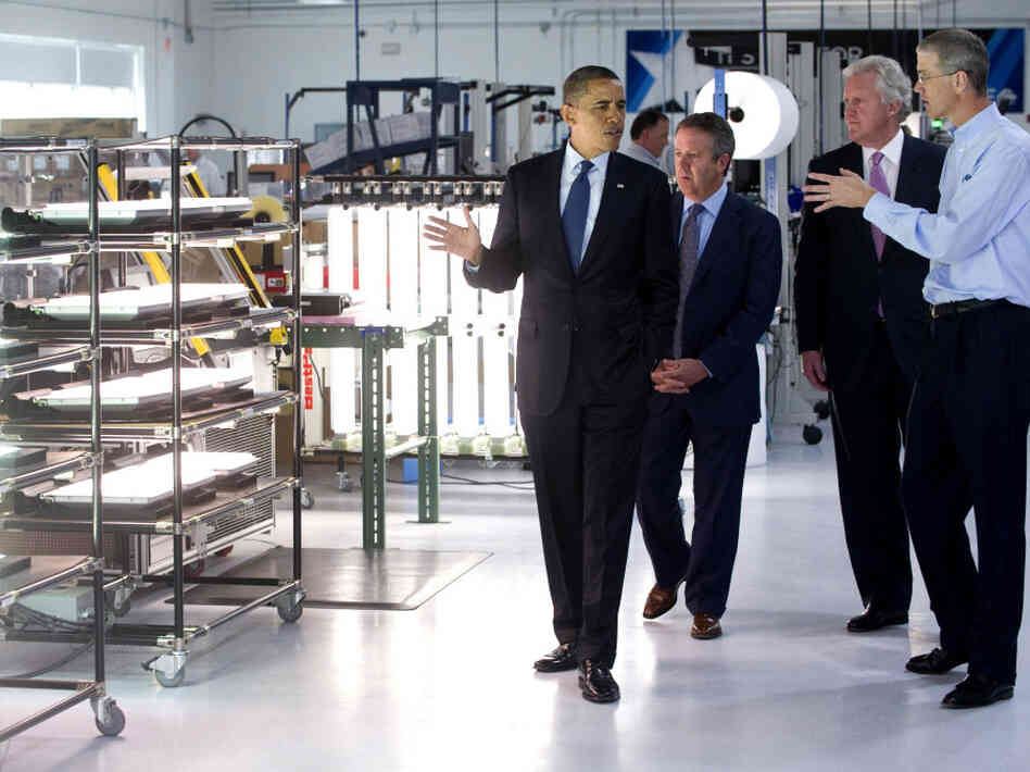 President Obama tours Cree, Inc., a manufacturer of energy efficient LED lighting, in North Carolina on June 13. Economists believe the innovation of new technology would create jobs and boost the economy. President Obama tours Cree, Inc., a manufacturer of energy efficient LED lighting, in North Carolina on June 13. Economists believe the innovation of new technology would create jobs and boost the economy.