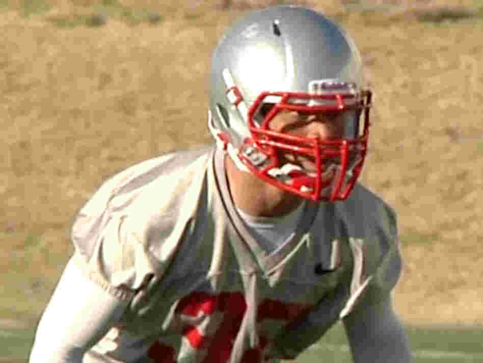 In an image taken from an April 2011 video, provided by the University of New Mexico, Deshon Marman takes part in football practice in Albuquerque, N.M.