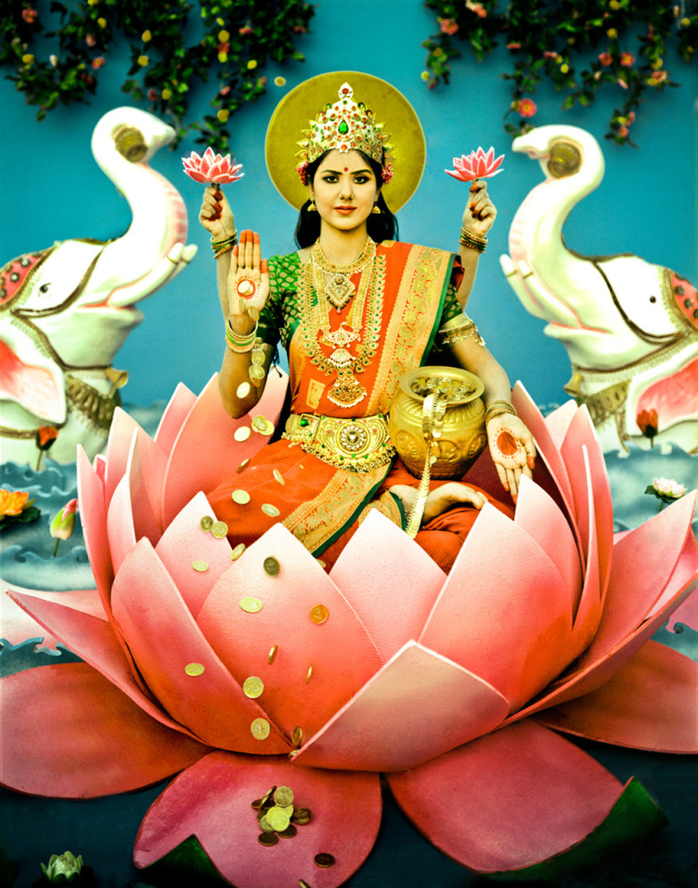 Maa laxmi, says photographer Manjari Sharma, is the Hindu goddess of wealth and fortune, is a photograph in the series Darshan, a sanskrit word meaning "sight, vision or view."