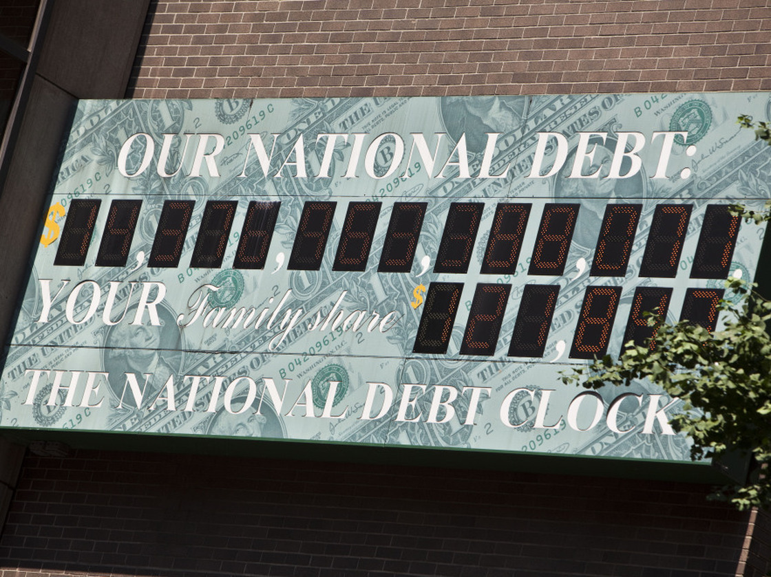 National Debt Clock billboard in Midtown Manhattan, July 11, 2011.